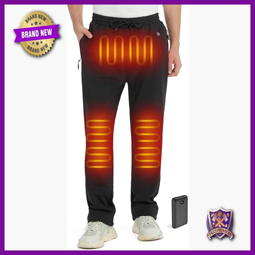 Heated Fleece-Lined Sweatpants with Battery Pack for Winter Outdoor Activities